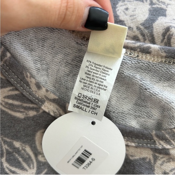 7TH RAY Mocha Brown Floral Knotted Tank Top Size Small Sequins - Picture 6 of 6